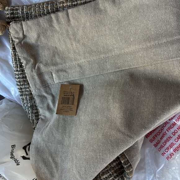 Creative Co-Op Woven Cotton Blend Lumbar Pillow with Tassels and Chambray Back! - Picture 6 of 8